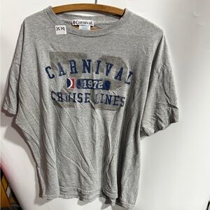 #3579-Carnival Branded Gray Graphic Tee with Retro Logo
